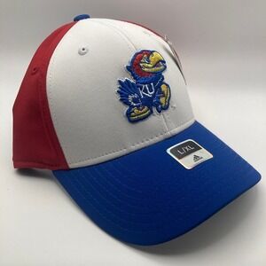 NWT Adidas Kansas University KU Jayhawk Cap L/XL Multi Color Structured Flex